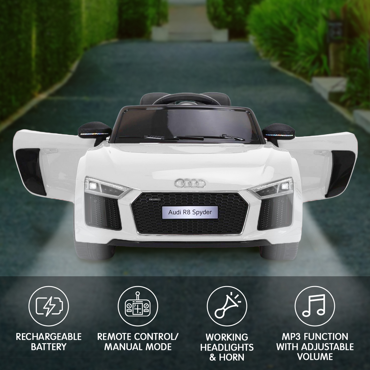 Kahuna R8 Spyder Audi Licensed Kids Electric Ride On Car Remote Control - White โ image 2