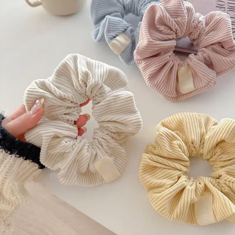 Corduroy Big Hair Scrunchies Ponytail Holder Hair Ties Rope Hair Accesorries - Yellow โ image 4