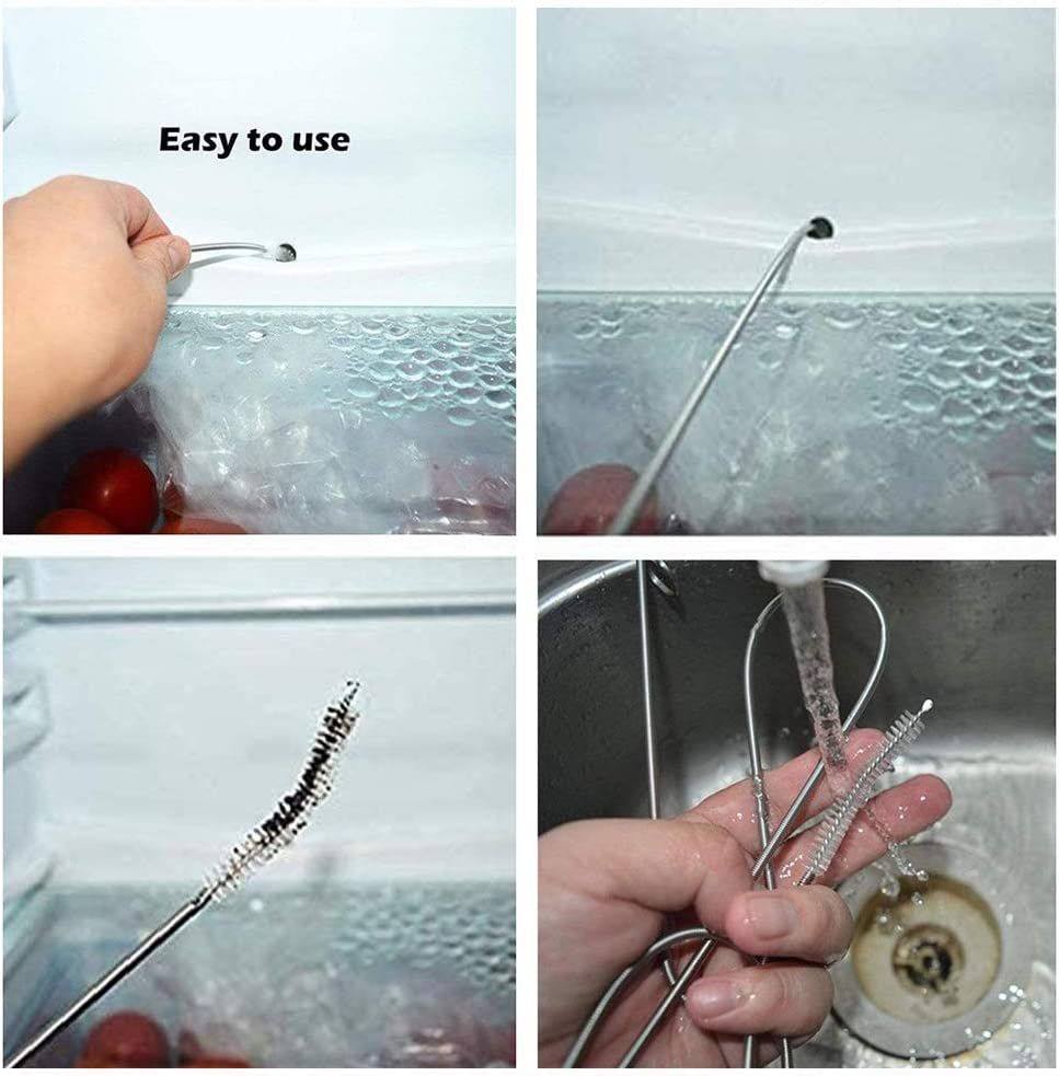 2 pcs Extra Long Pipe Tube Cleaner Fridge Drain Pipe Dredging Tool Flexible Drain Brush Skinny Tube Spiral Cleaning Brush — image 5