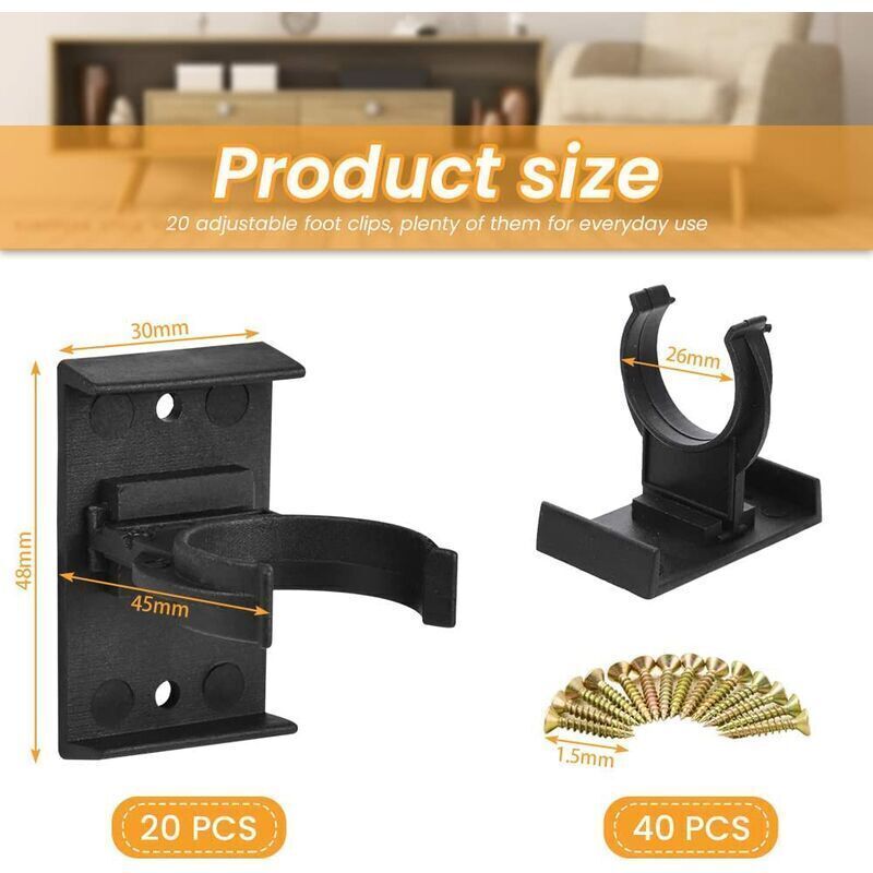 20 pcs Furniture Foot Fixing Clamp 28mm to 32mm Plinth Clamp Screwable Plinth Clamp Kick Plate Clamp Kitchen Plinth Fixing Clamp with 40 Screws โ image 2