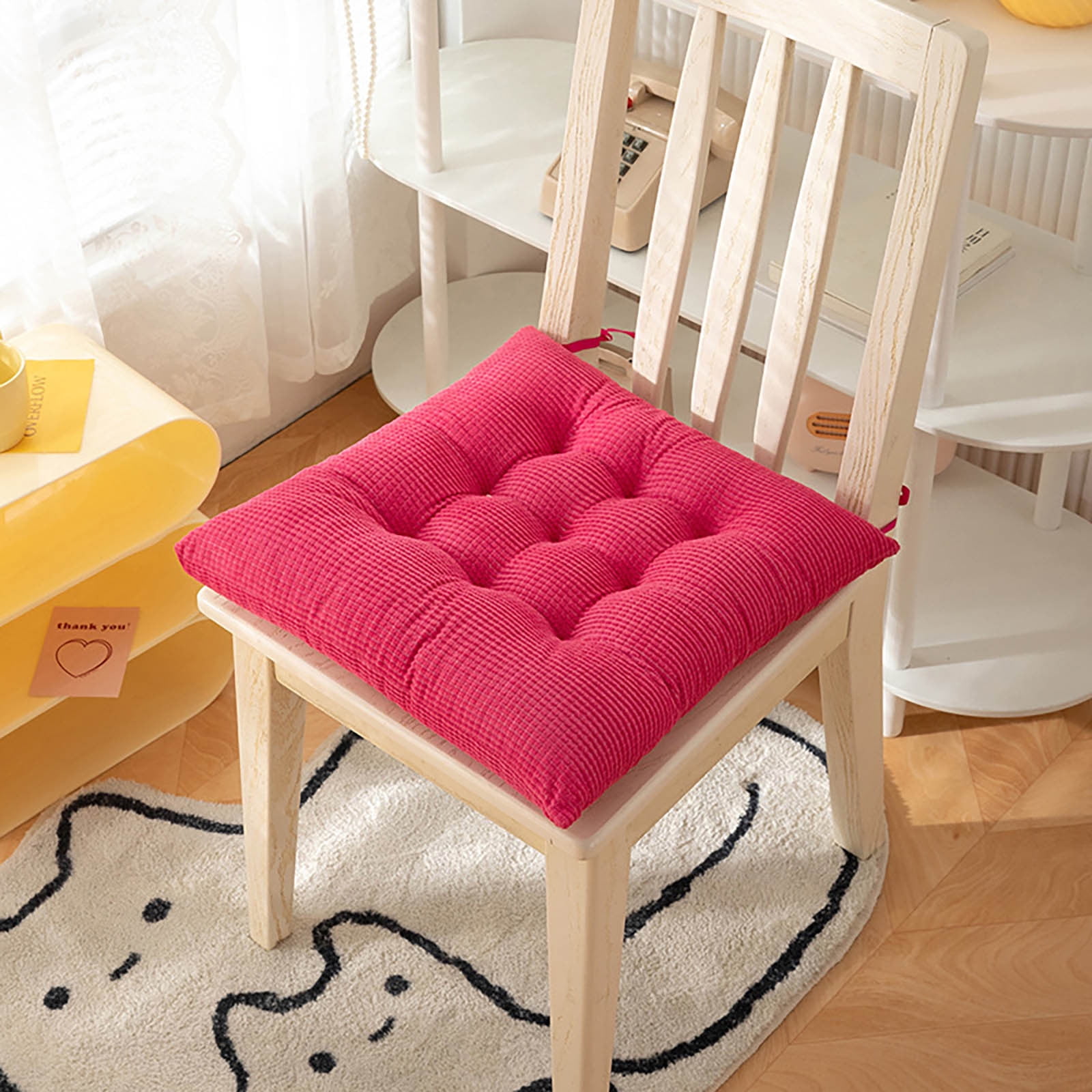 Solid Color Thickened Corduroy Chair Cushions 17.7 × 17.7in Extra-Large Size Seat Cushion with Machine Washable,Large Size Dining Chair Cushion Student Office — image 2