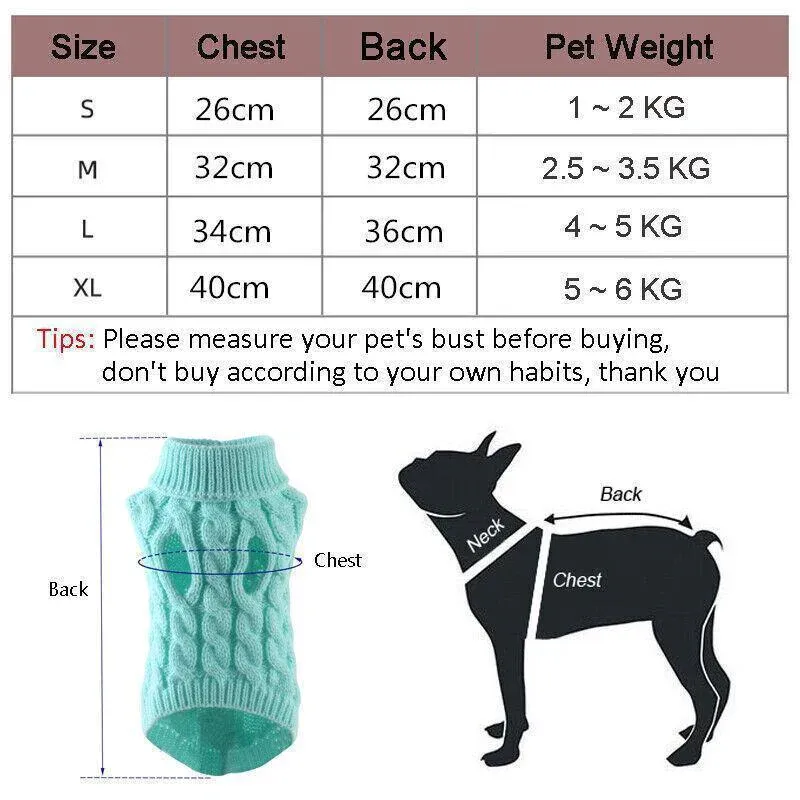 Puppy Dog Jumper Winter Warm Knitted Sweater Pet Clothes Small Dogs Coat Thermal S Size - Beige โ image 4