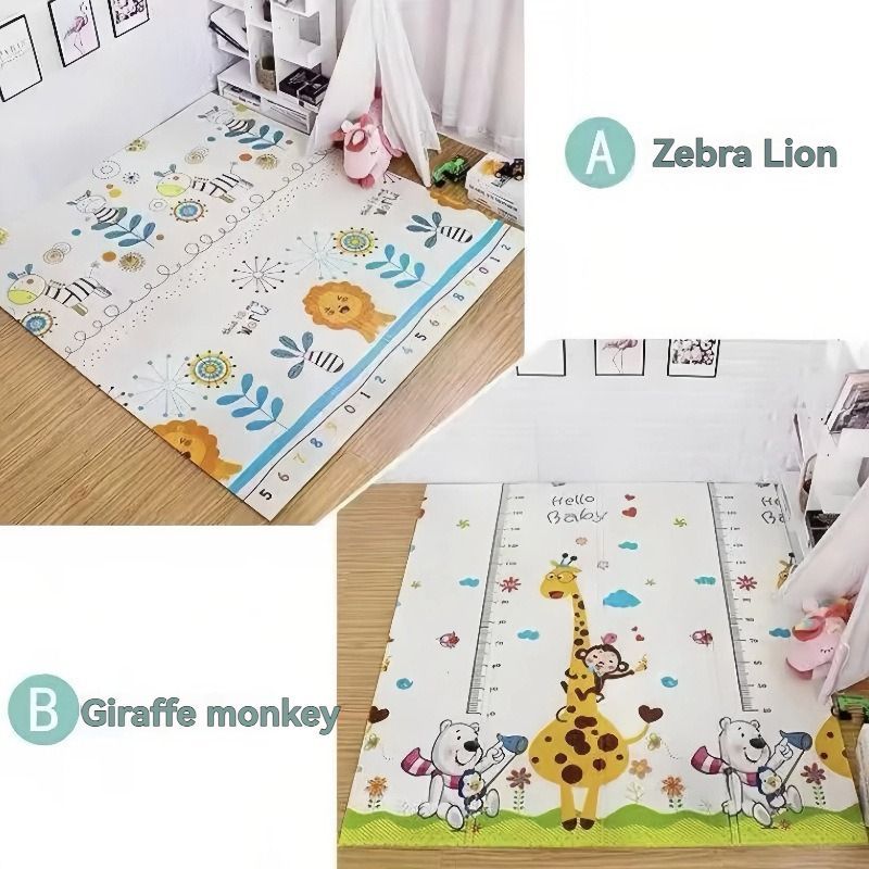 double-sided cartoon mat, folding mat, 2cm living room mat, game mat, odor-free mat, children play mat, foam mat, floor mat Australia - Grey clouds - Size — image 4