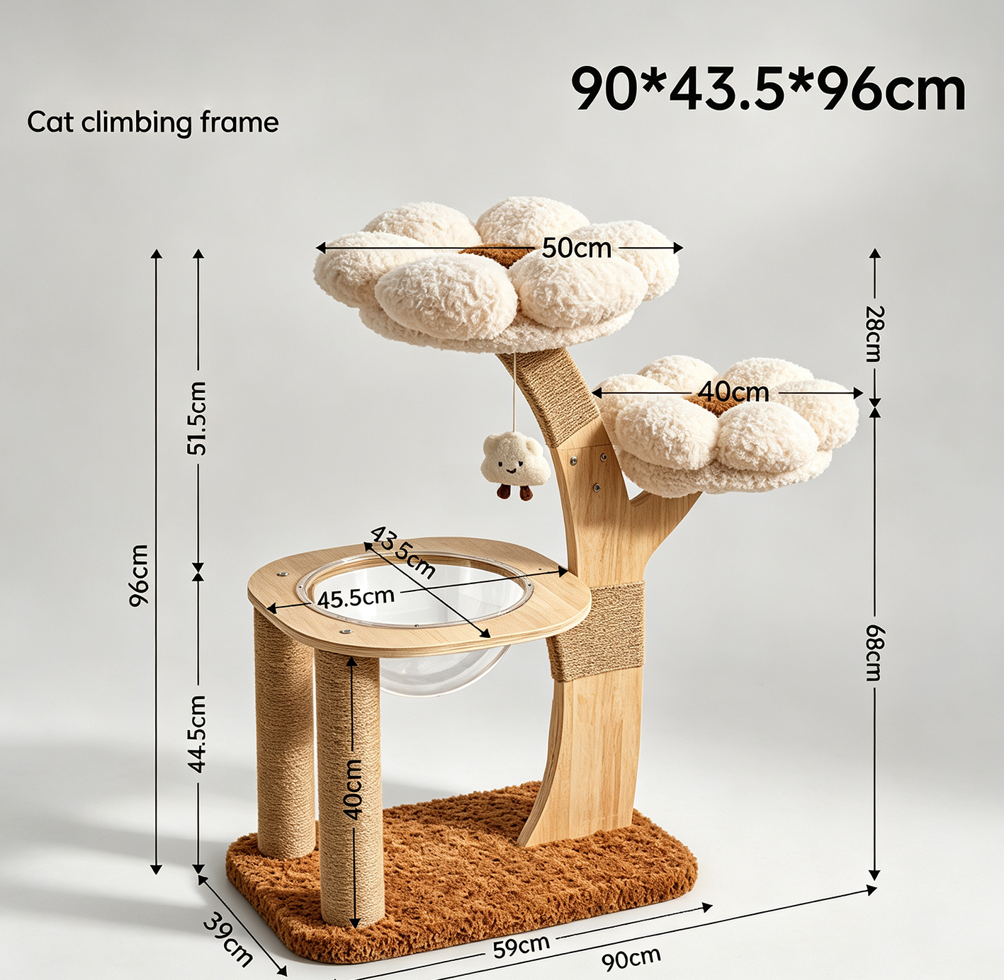 US-Size Compact Cat Tree (White/Pink — image 6