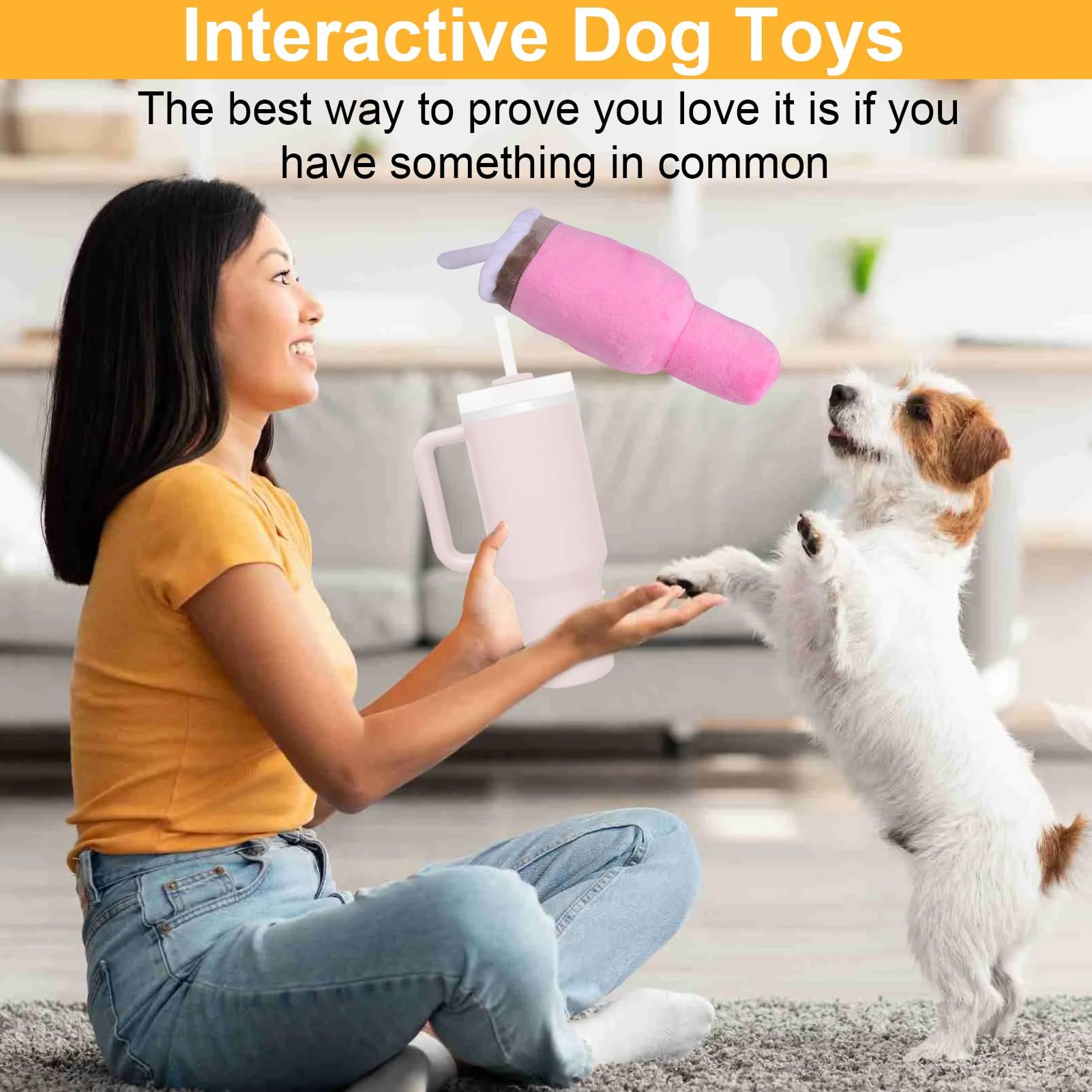 Funny Tumbler with Handle Cup Dog Toys, Squeaky Dog Toys Interactive Fluff and Tuff Dog Toys for Small Dogs/Large Dogs — image 2