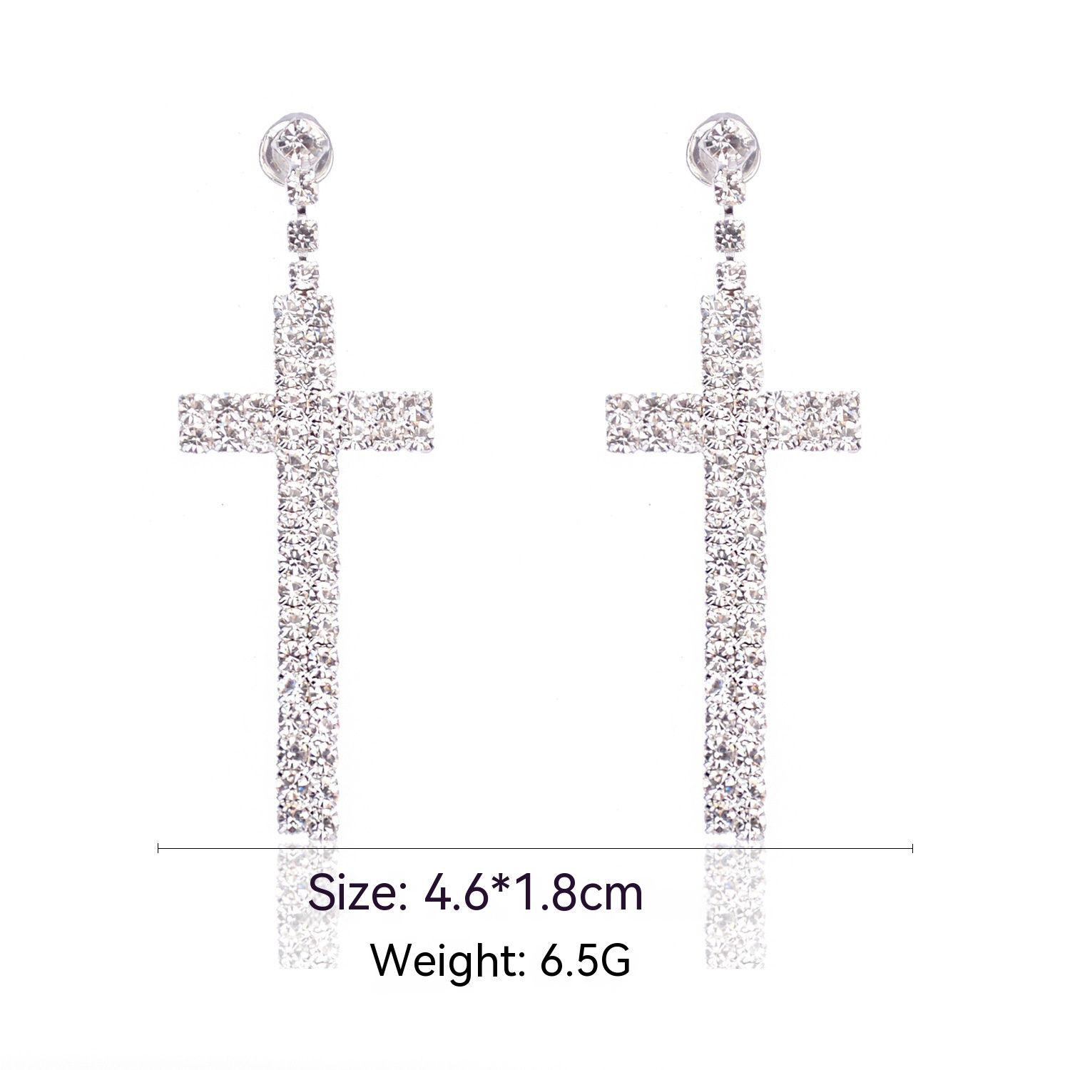 Rhinestone Cross Dangle Stud Earrings for Women Girls Silver Plated Crystal Cubic Zirconia Dangling Studs Delicate Lightweight β image 2