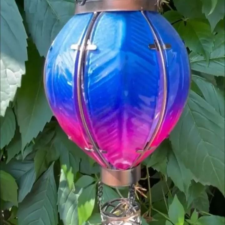 Hot Air Balloon Solar Lantern,Flickering Flame Hanging Solar Lanterns Outdoor Garden Patio Light Decoarion (Blue) โ image 5