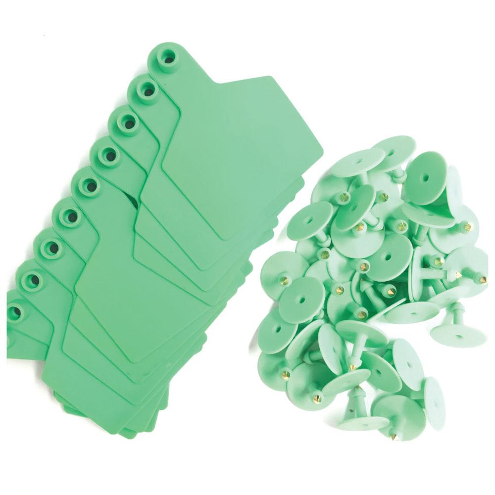 100x Cattle Ear Tags 7.5 × 10cm Set - XL Green Blank Cow Sheep Livestock Labels — image 2
