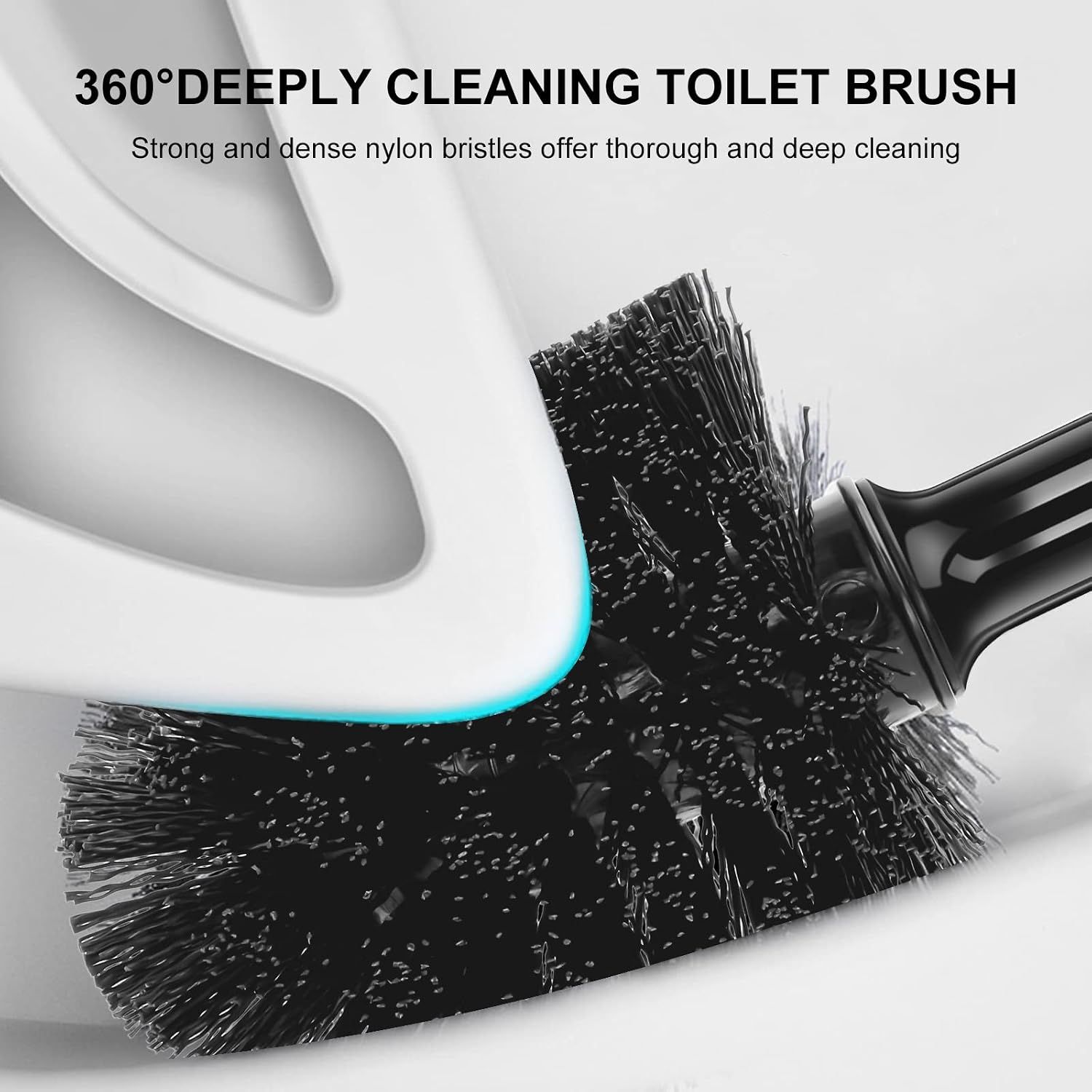 Toilet Brush and Plunger Set with Semi-Hidden Holder, Heavy-Duty Bowl Brush and Toilet Plunger for Deep Bathroom Cleaning, Black โ image 5