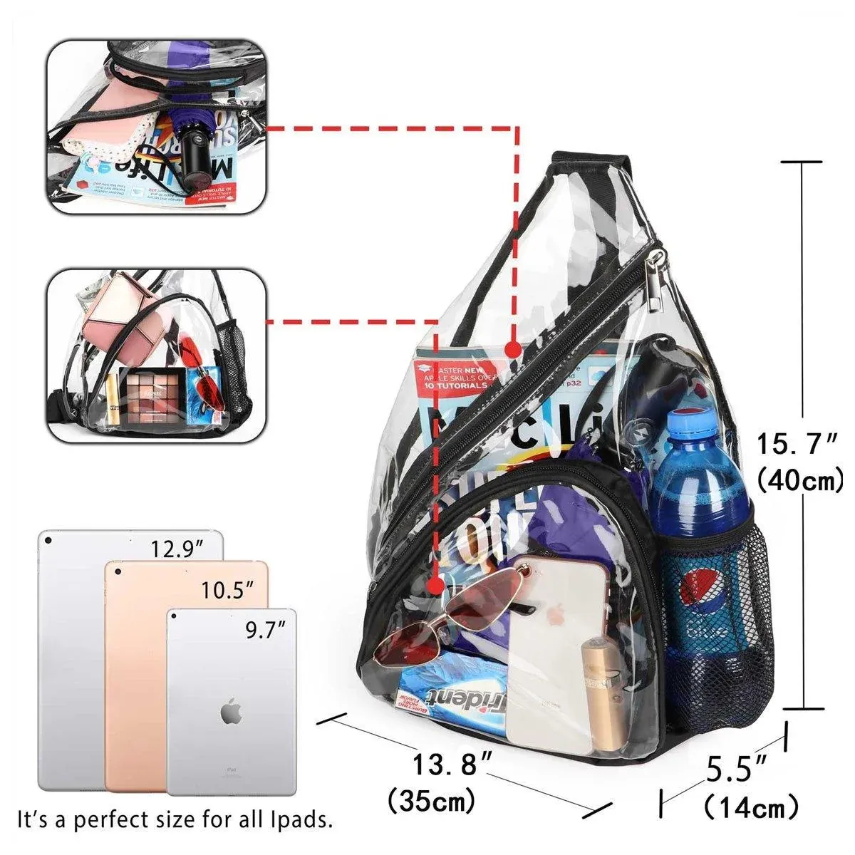 Transparent PVC Waterproof Backpack Crossbody Bag Casual Travel Shoulder Bag — image 3