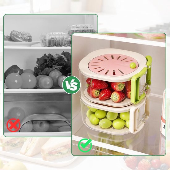 Multifunctional Fruit Washing Basket with Colander and Lid - 2-in-1 Drain Basket & Fruit Colander - Suitable for Kitchen, Refrigerator, Picnic and Camping — image 5
