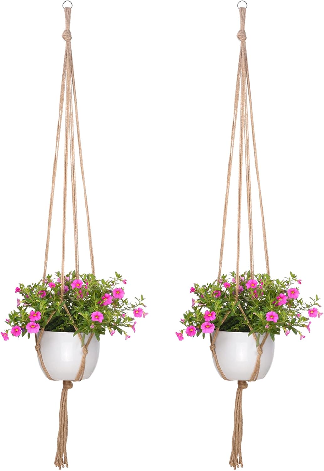 2 Pack 48 Inch Large Macrame Plant Hanger Rope to Hang Flower Pot Plant Holder for Indoor Outdoor Decorations, 4 Legs (Linen Color) — image 2
