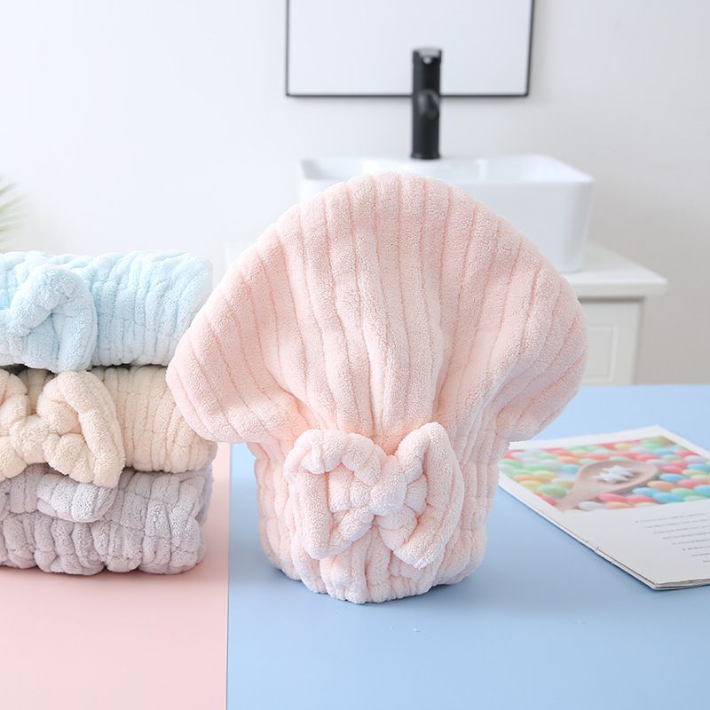 Microfiber Hair Drying Towels Head wrap with Bow-Knot Shower Cap Hair hairWrap Bath Cap for Curly Long & Wet Hair Gift （4pcs） — image 3