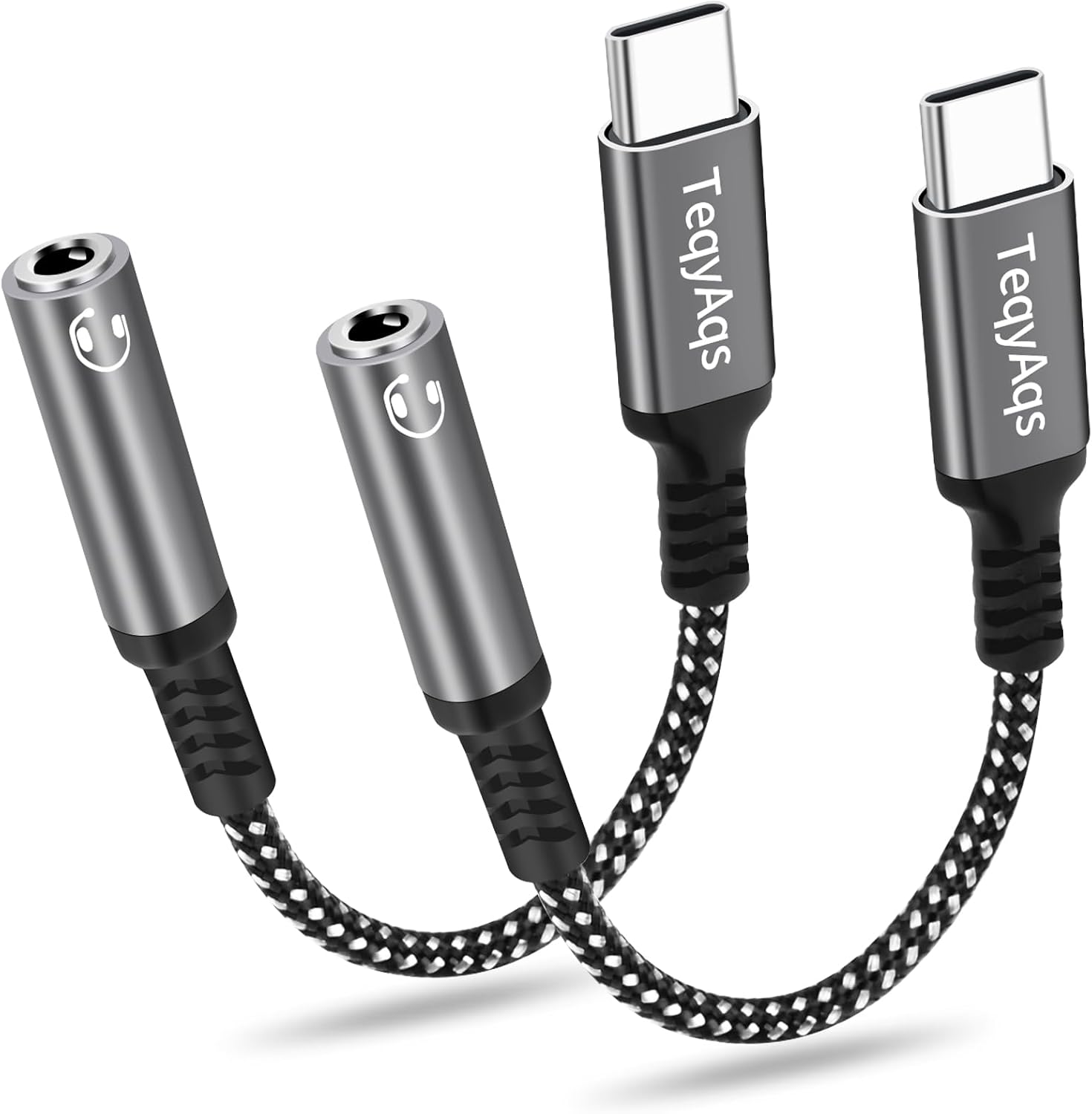 USB Type C to 3.5mm Female Headphone Jack Adapter, (2-Pack) USB C to Aux Audio Dongle Cable Cord Compatible with iPhone 17/16/15 Pro Max, iPad Pro, Samsung
