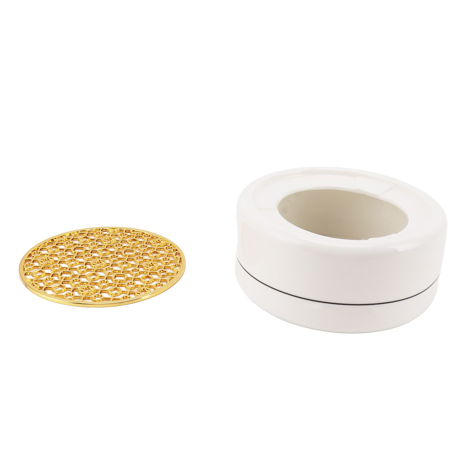 Ceramic Tea Pot Warmer with 11.8cm Gold Gasket Circular Concave Tea Kettle Heating Base for Home Kitchen Countertops โ image 2