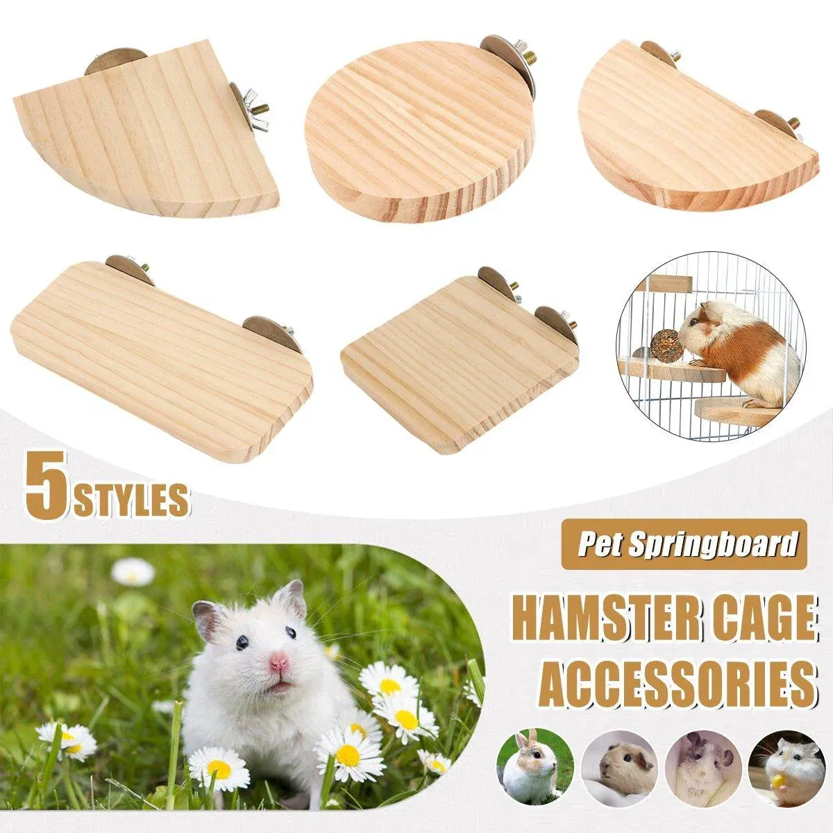 Hamster Parrot Play Stand Jump Platform Squirrel Cage Accessories Gear Pet Toy - A2109 (9.5*9.5*1.5cm) โ image 5