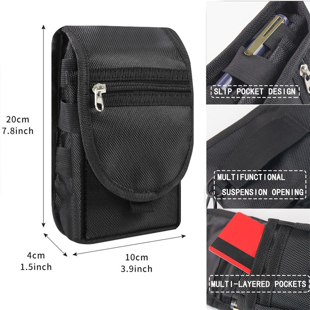 2pcs Dual Phone Holster with Belt Clip,Large Belt Smartphone Pouch for Men,Multi-Function Compatibility Mobilephone Case for Daily Use(black) — image 5