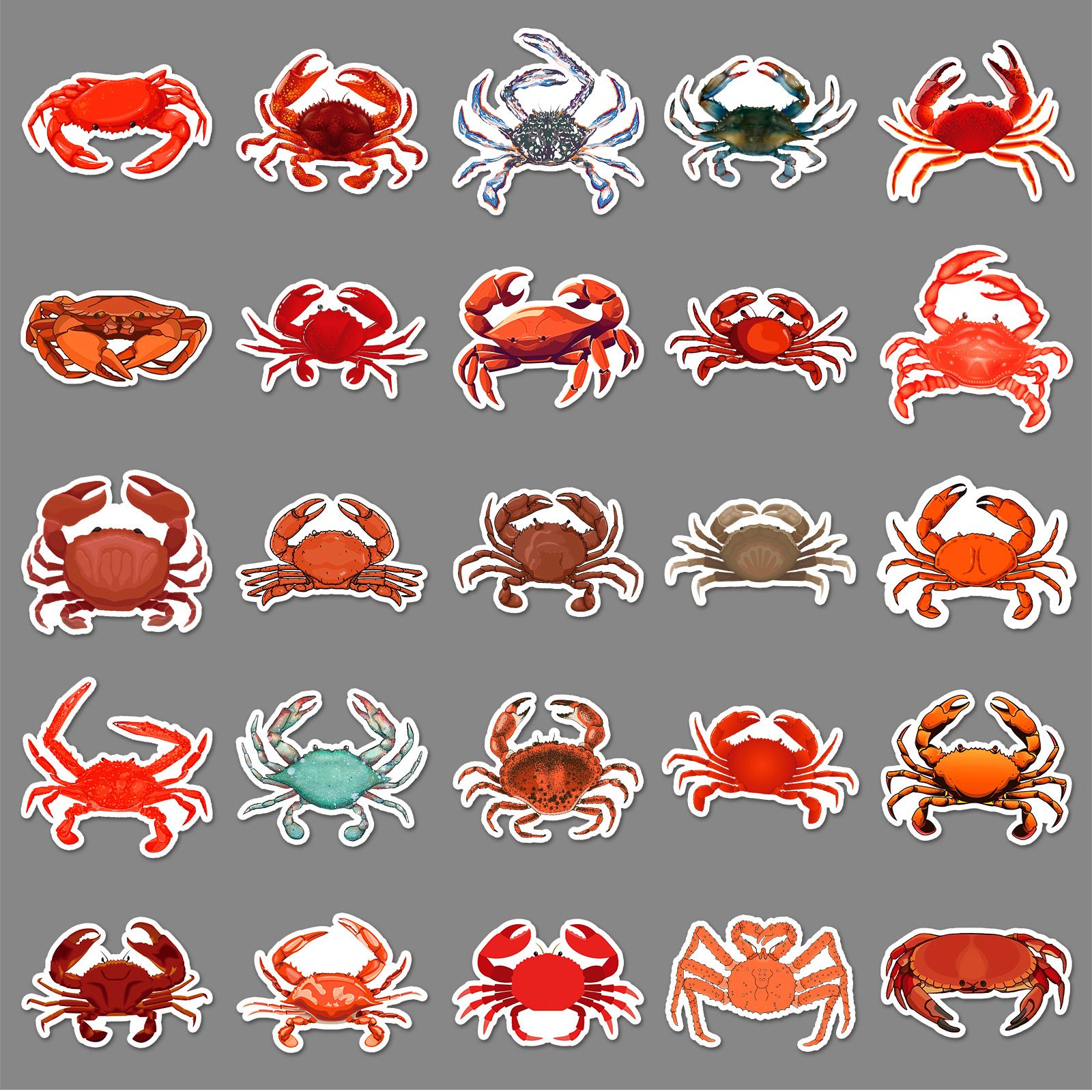 Various Crab Vinyl Stickers for Girls Boys Teens Kids |50 Pcs| Cute Cartoon Waterproof Stickers for Water Bottle Laptop Flasks โ image 3