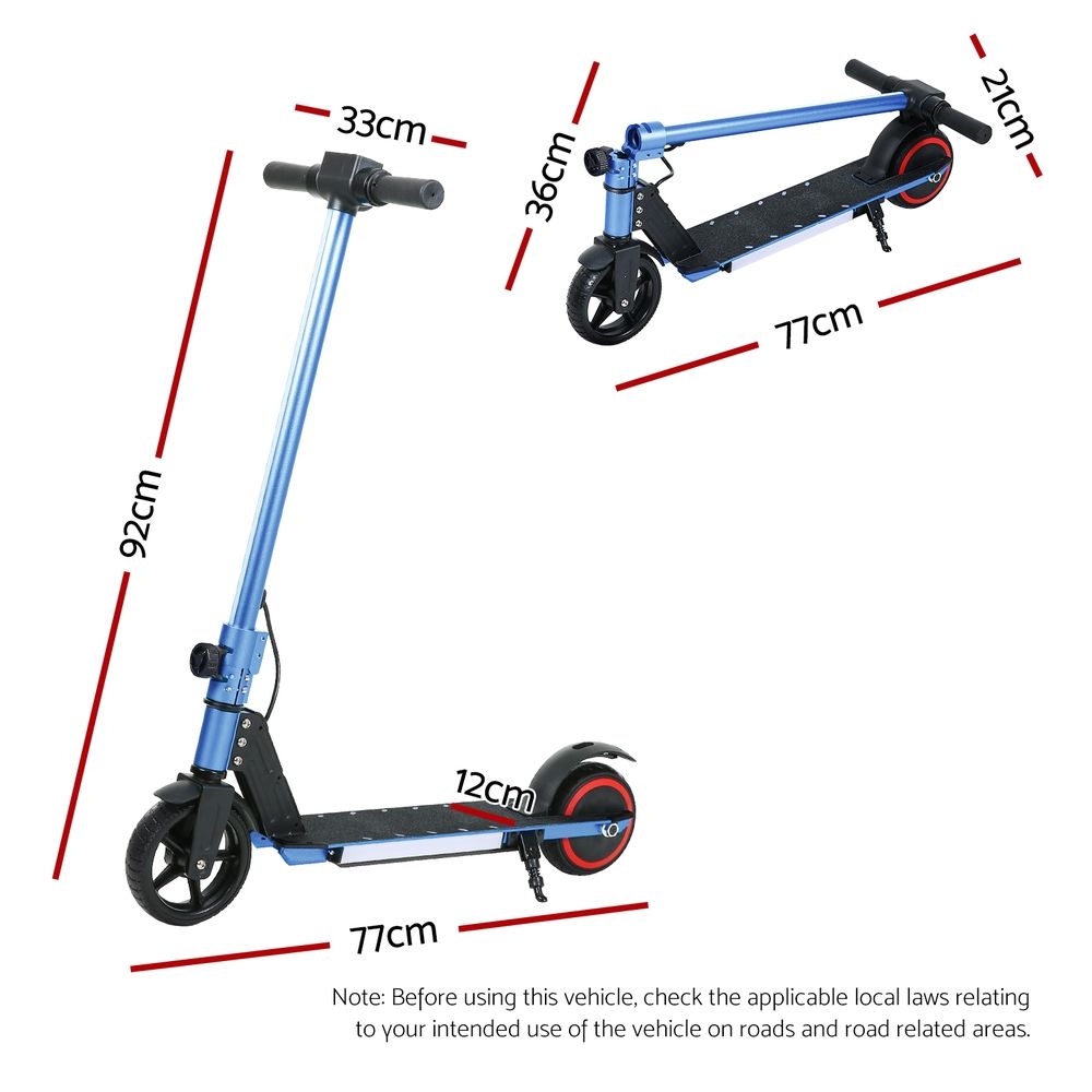 Electric Scooter 130W 16KM/H LED Light Folding Portable Riding Commuter Blue — image 2