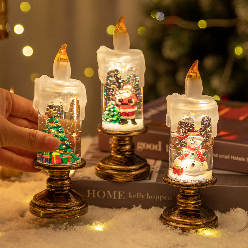 Battery Operated LED Snow Globe Candle with Rotating Glitter Water, Flameless Christmas Table Light for Holiday Home Decor, Angel โ image 4