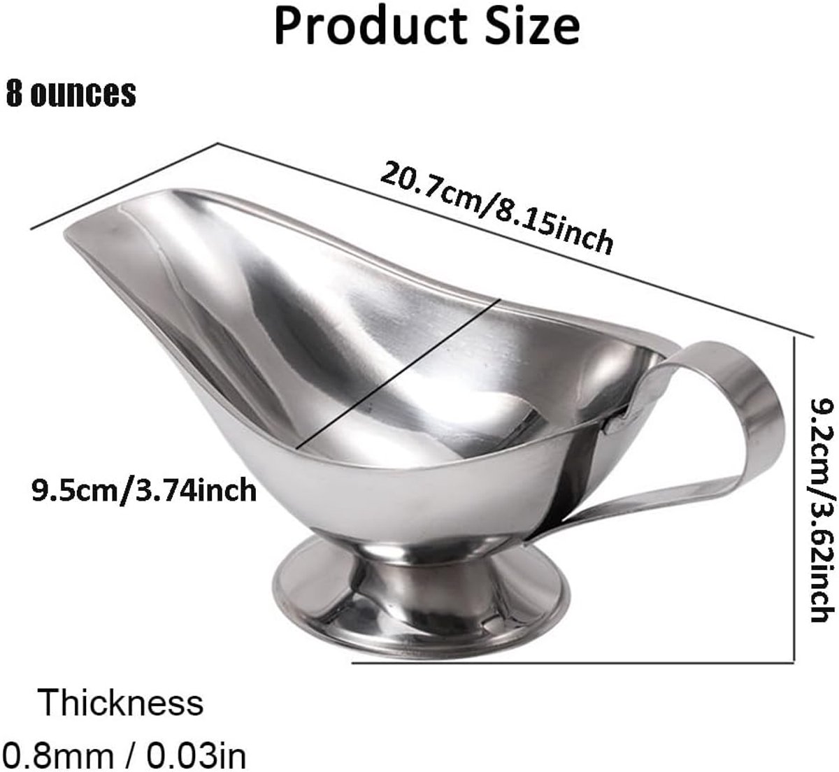 Gravy Boat - 240 ml - Pouring Jug - Stainless Steel Gravy Pitcher - Food-grade stainless steel gravy jug for juices, sauces, and roasting gravies — image 2