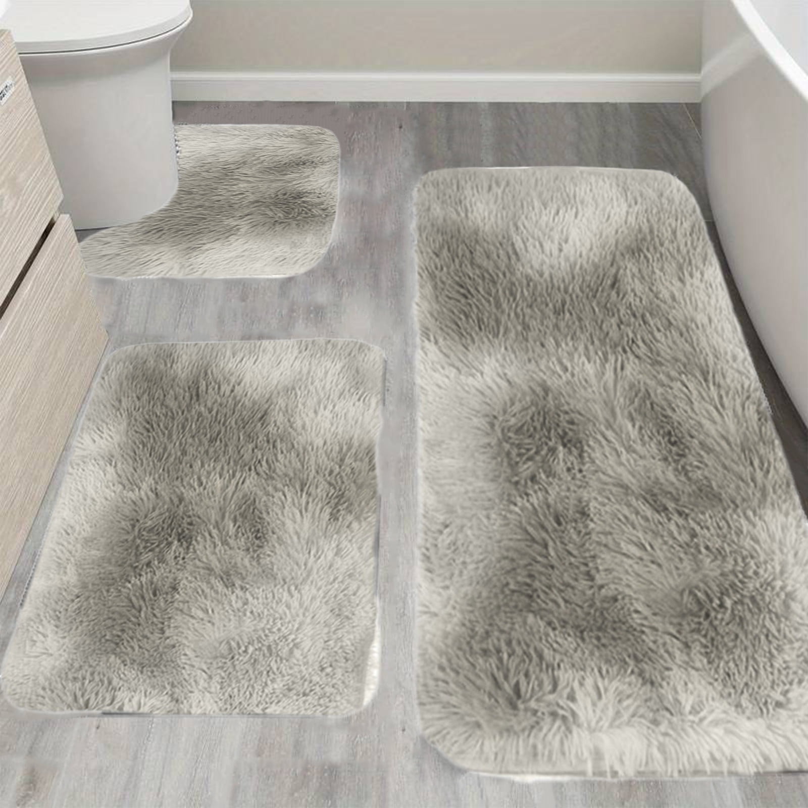 5Pc Bath Mats for Bathroom, Quick-Dry Bathroom Rugs Sets Washable Non-Slip Bath Mat Ultra Soft Absorbent with U-Shaped Toilet for Bathroom, Tub, Shower,Gray — image 5