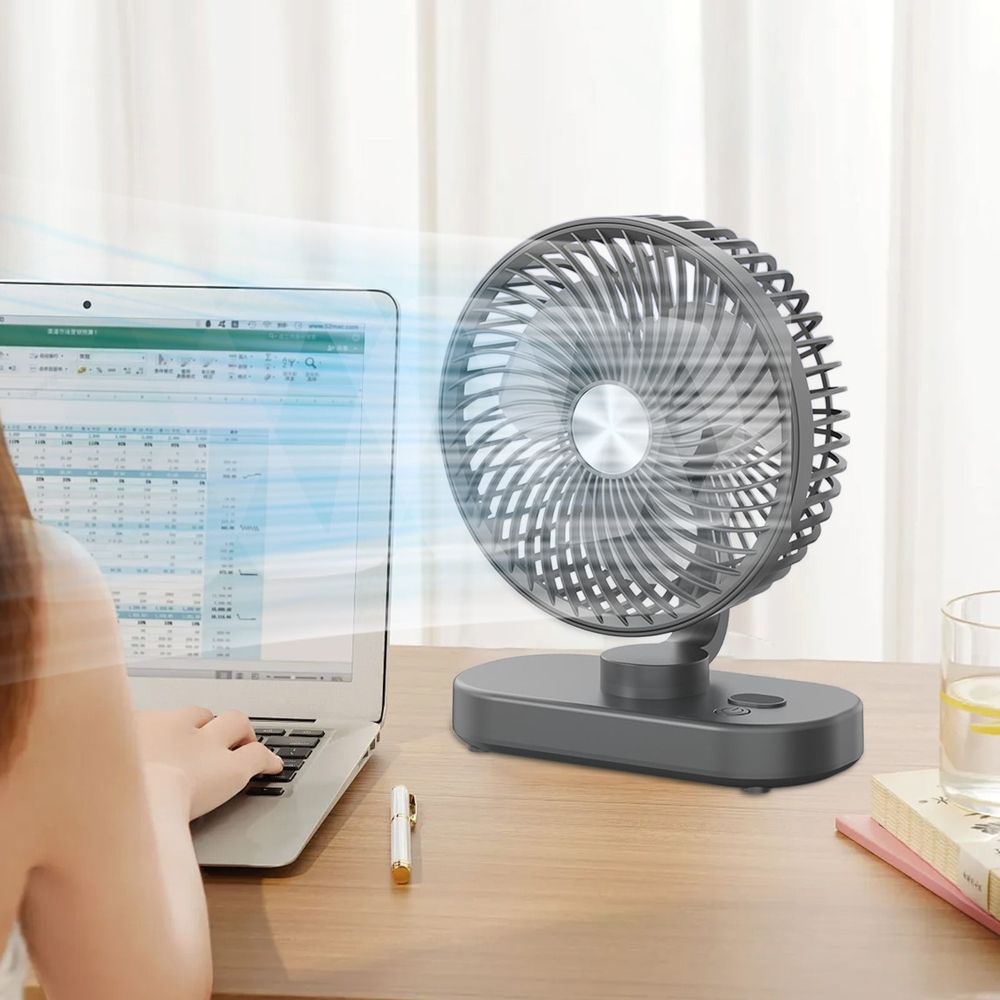 8inch Desktop & Wall-Mountable Fan with LED Display, 360掳 Rotation & 20dB Low Noise, Strong Wind Power,USB/Battery Powered for Office, Bedroom & Dorm