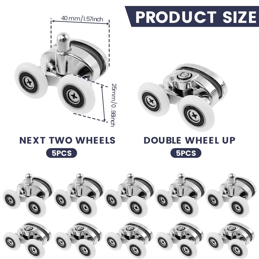10PCS Shower Door Rollers Load Bearing Shower Door Wheels Quiet Shower Glass Door Wheels Practical Shower Door Runner Wheels Top and Bottom Rollers for Bathroom Shower Doors