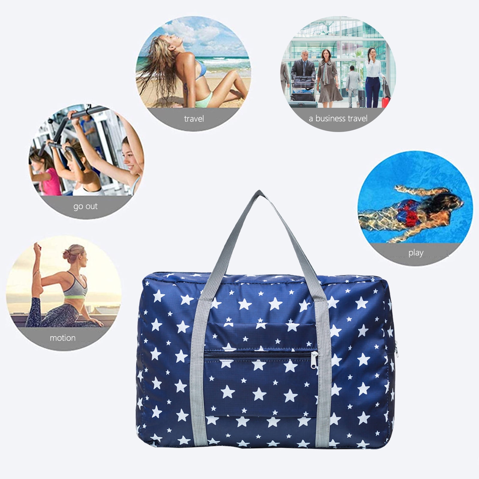 Foldable Travel Duffel Bag, Tote Carry On Luggage Sport Duffle Weekend Overnight for Women and Girls, Gym Bag Waterproof Foldable Duffel Bag 19.1×5.8×9.8 in — image 4