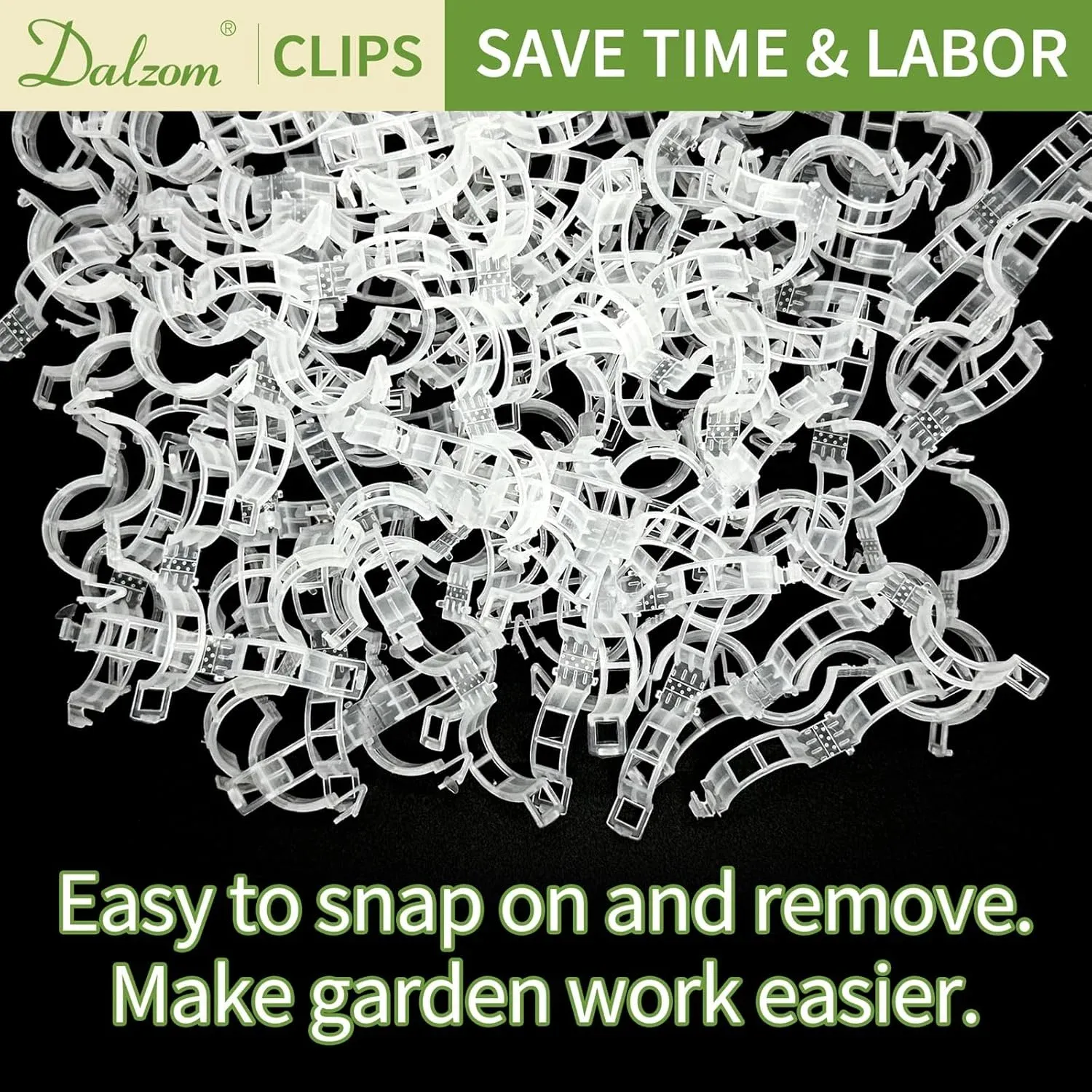 300 Pcs Tomato Trellis Clips, Plastic Plant Support Clips for Vines Cucumbers, Clear 30mm — image 4