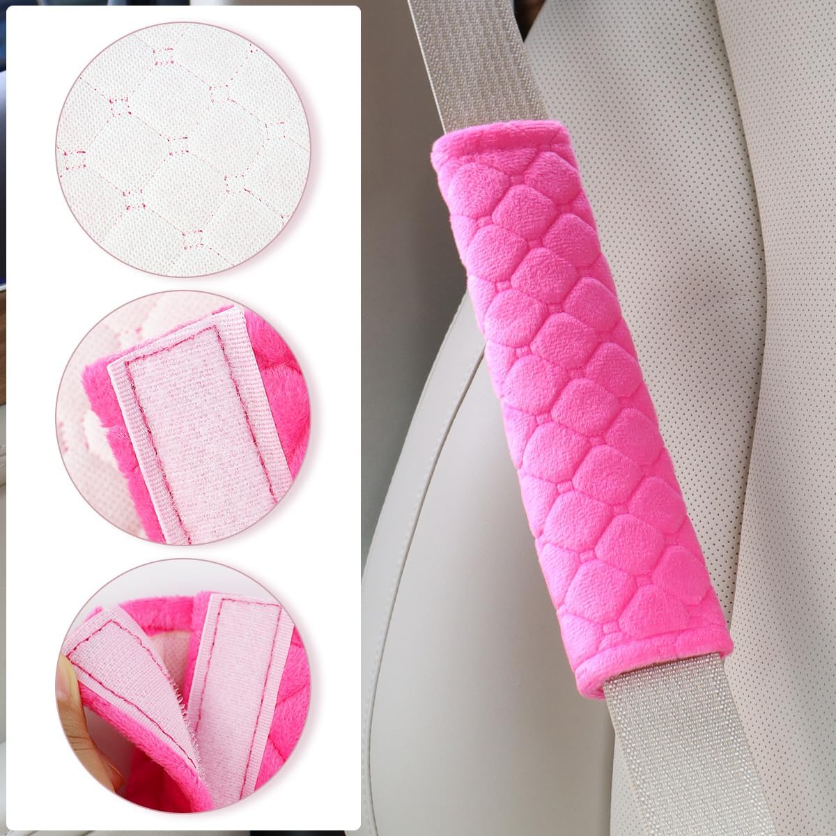2 PCS Car Seat Straps Shoulder Pads Soft Auto Seat Belt Cover Universal Safety Strap Cover Helps Protect Your Neck and Shoulders from Seat Belt Friction (Rose — image 5