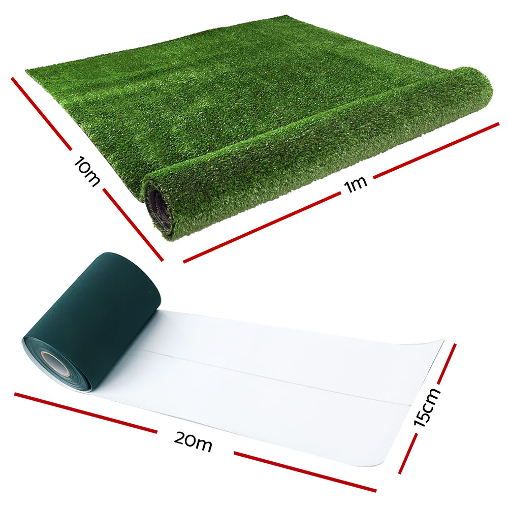 Prime Turf 1x10m Artificial Grass Synthetic Fake 10SQM Turf Lawn 17mm Tape โ image 2