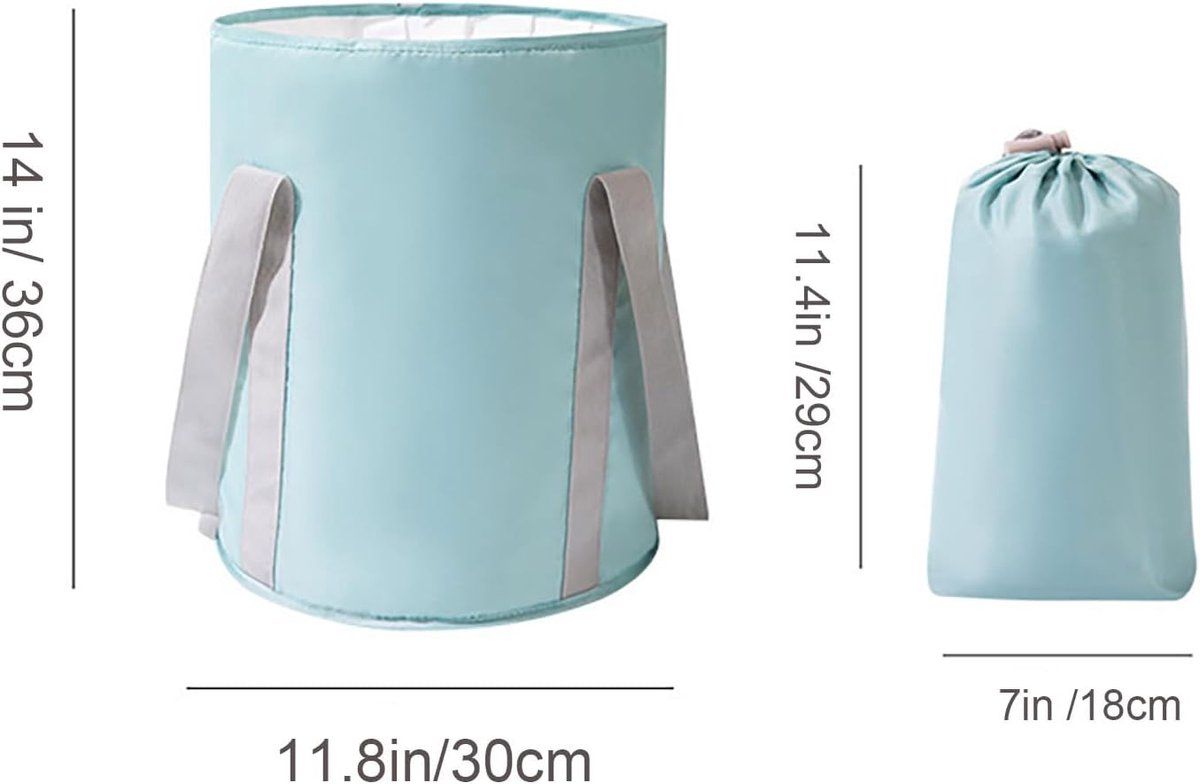 2 Pack Collapsible Foot Soak Buckets, Deep Foot Bath Basins With Non Slip Bottom And Water Level Marks, Light Blue, 36 × 30 cm — image 4