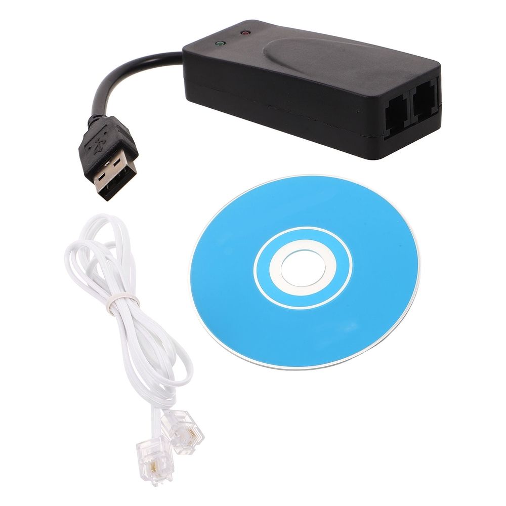 Black USB Fax Modem, Dual Ports, High-Speed, Reliable Internet, Home Networking, Compact Design