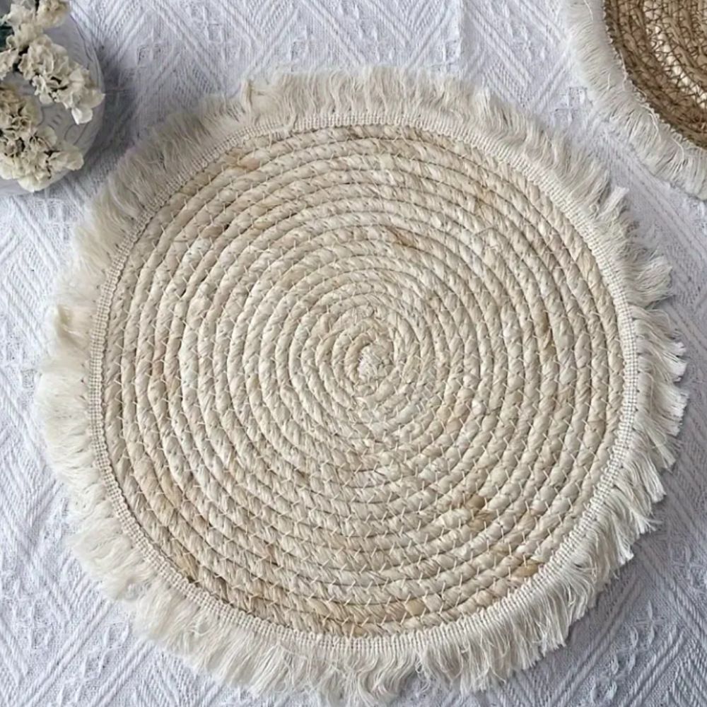 Round Placemats Set of 4 Table Mats Washable Cotton Heat Resistant for Dining Table Decor, Farmhouse Thick Rustic Kitchen Placemats Non-Slip Hand Woven Boho โ image 2