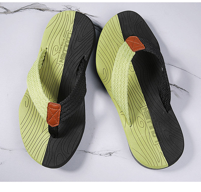 Men's Outdoor Non-Slip Flip Flops, 6 Colors EVA Lightweight Thick-Sole Beach Sandals for Casual & Sports(black and green-44) — image 5