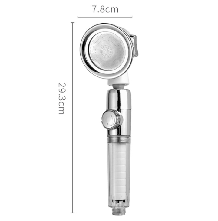 Large Pressurized Handheld Shower Head, Three-stage Water Stop Shower Head ( Without Vibrating Head (No Filter Cotton)), White Finish — image 5