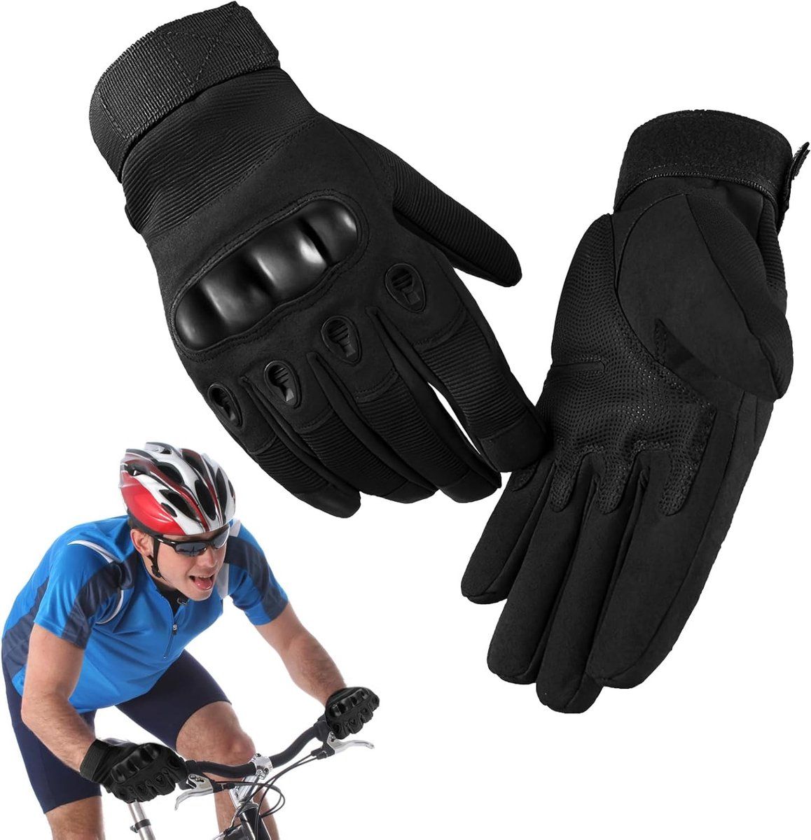 Men's Motorcycle Gloves, Tactical knuckle protection and breathable design, adventure, Black — image 6