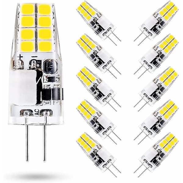 G4 LED Bulb 3W 6000K Cool White Equivalent to 35W Halogen 12V AC/DC 300 Lumens Non-Dimmable 10 Pack