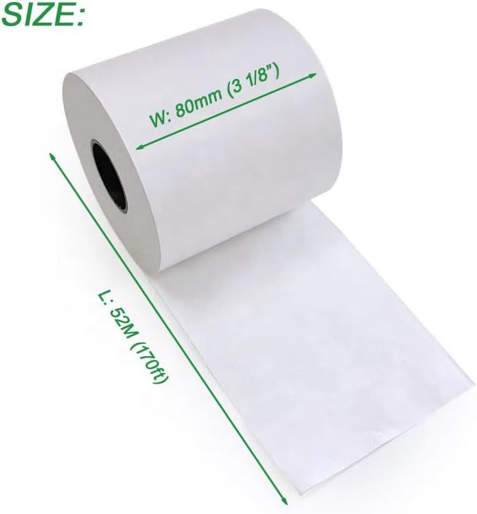 6 Rolls Linerless Printing Label Paper 80 mm × 52 m for Takeaway Shop Restaurant — image 2