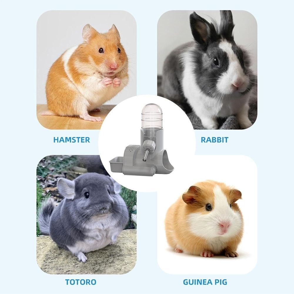 3 in 1 Hamster Water Bottle No Drip Small Animal Water Bottle Automatic Bottle Dispenser with Food Container Base Hut — image 5