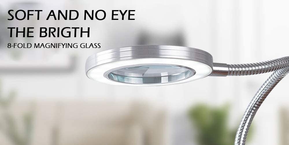 Lighting LED 8X Magnifying Lamp with Metal Clamp 360° Flexible Gooseneck and USB Plug Design for Tattoo, Manicure and Reading โ image 4