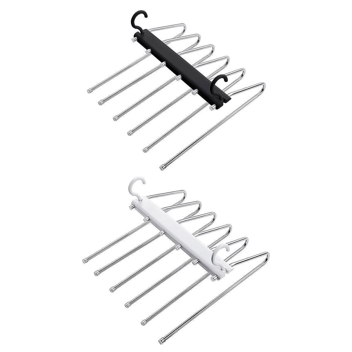 Stainless Steel Multi-Layer Pants Rack Folding Telescopic Anti-Slip Clothes Rack - White — image 3