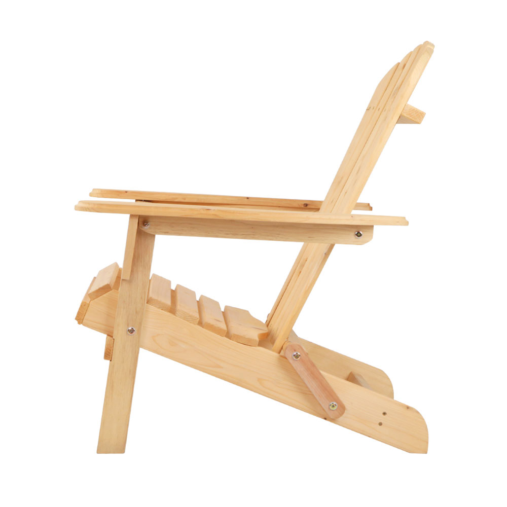 Gardeon 3PC Adirondack Outdoor Table and Chairs Wooden Foldable Beach Chair Natural โ image 4