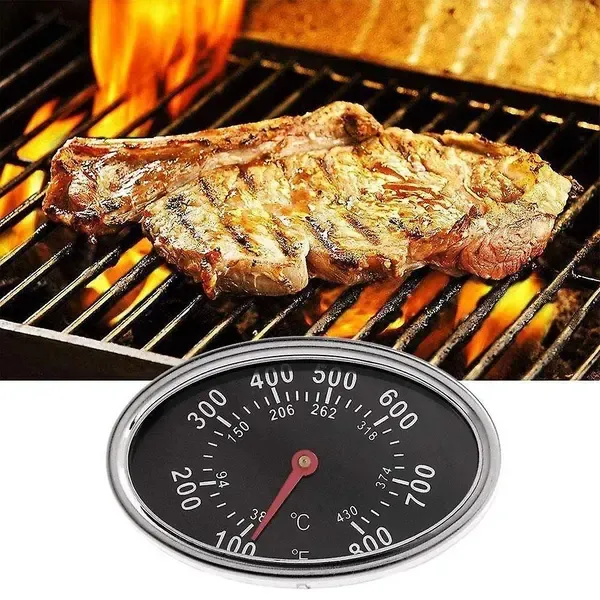 Stainless Steel BBQ Grill Lid Thermometer Replacement with Heat Indicator for Grill and Oven Lids, Black, 8 × 5 cm — image 5