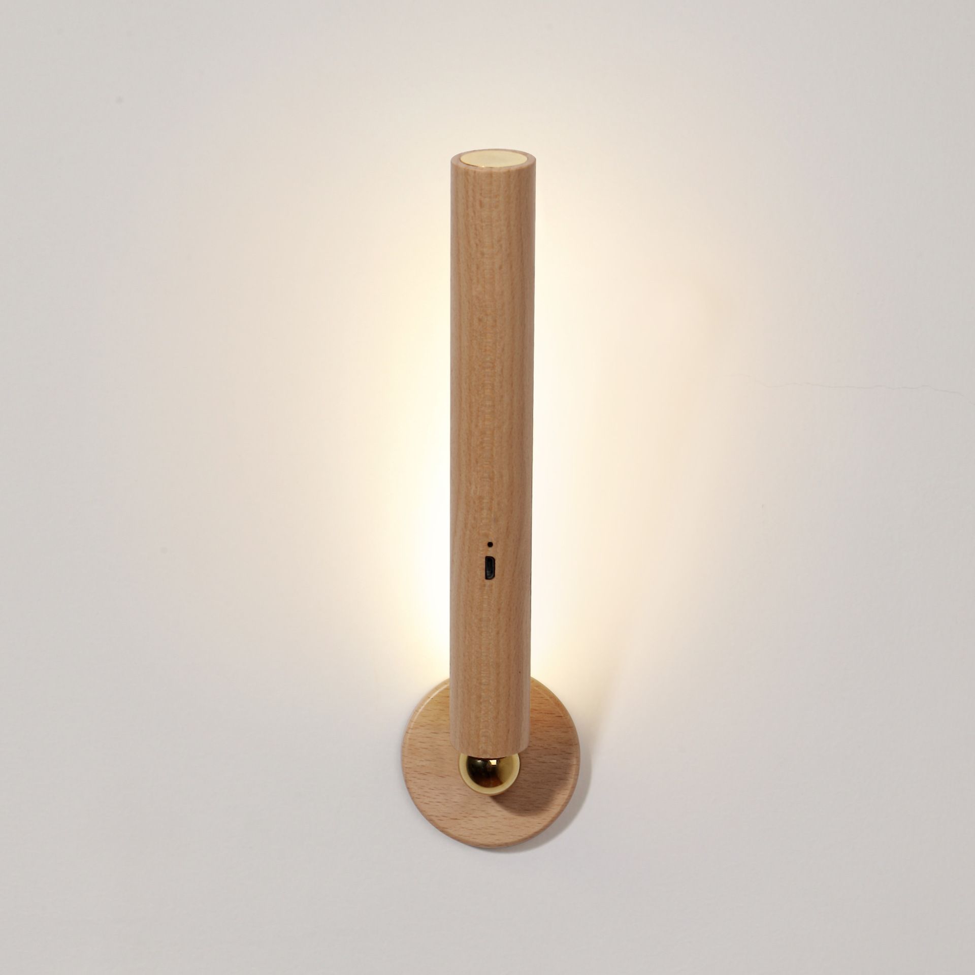 360° Rotatable Wooden Led Wall Lamp Magnetic USB Rechargeable Wall Sconces Battery Operated Night Light for Household ( 1PC) — image 2