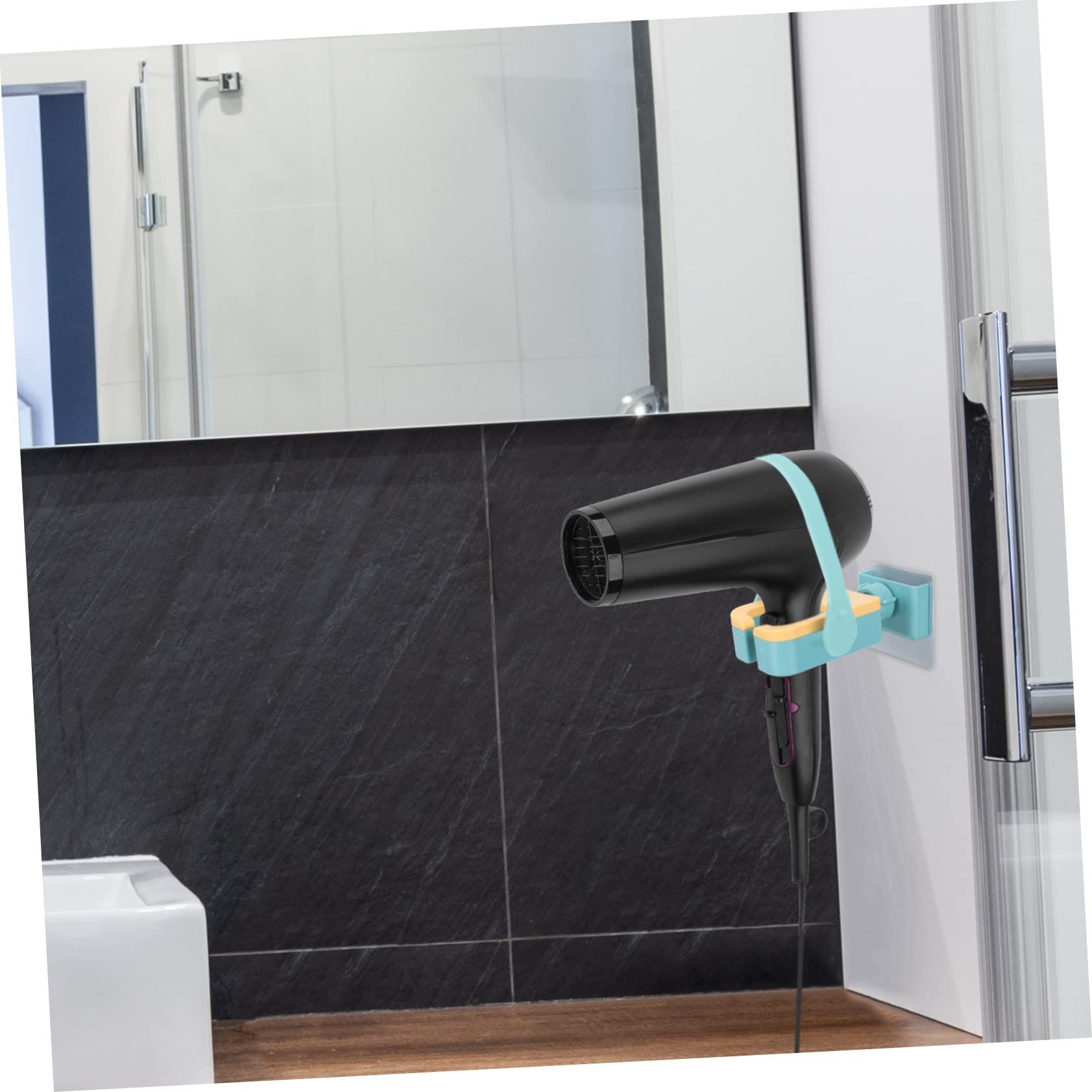 1pc Hair Dryer Holder Hair Dryer Stand Wall-mounted Rack Bathroom Supply Hole- Air Dryer Bracket Hairdryer Storage โ image 2