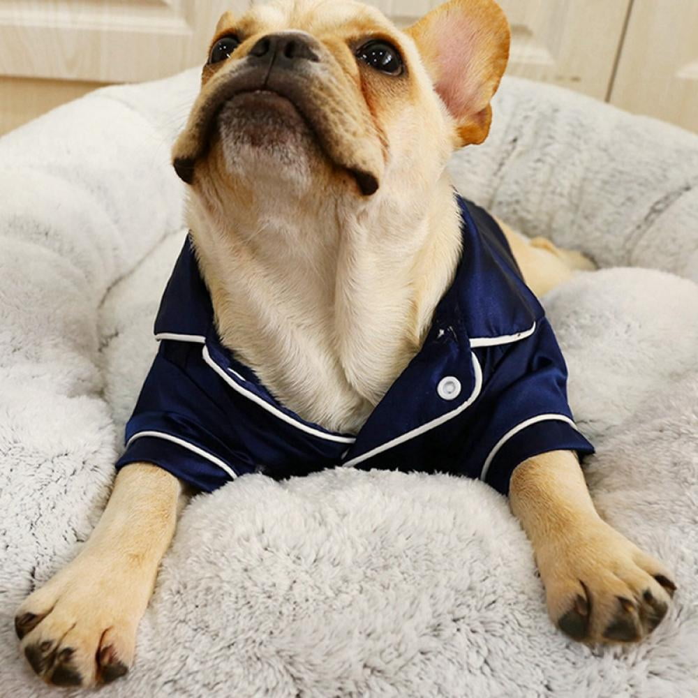 Dog Stain Silk Pajamas Clothes,Button Down Short Sleeve Dog Shirts Loungewear Puppy Pjs for Yorkie Bulldog Small Medium Dog Cats,Soft Two-Legged Sleepwear โ image 3