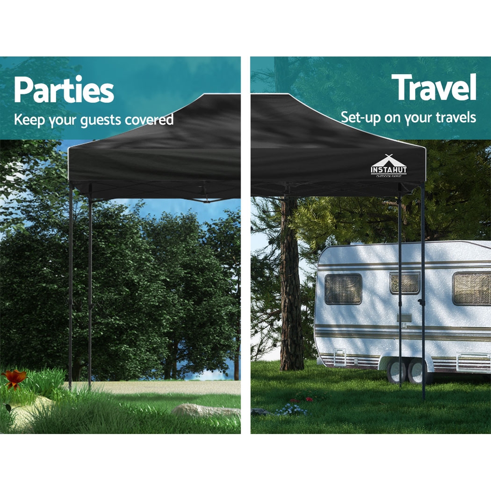 Instahut Gazebo Pop Up Marquee 3x4.5 Folding Tent 500D Wedding Camping Black โ image 4