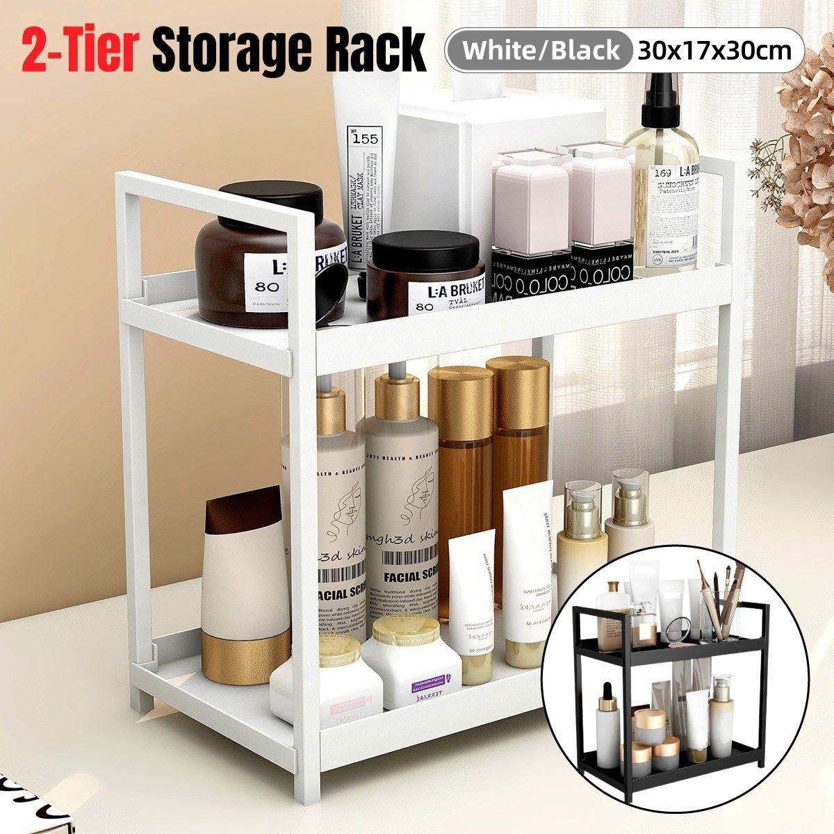 Multi-layer Cosmetic Storage Rack Desktop Organizer for Bathroom Dormitory Use - Black โ image 2